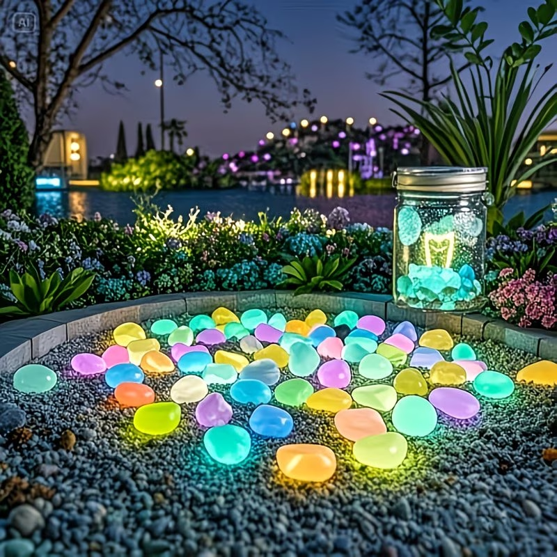 Aquarium Plant Original - 300PCS Luminous Pebble Set,0.9-1.5cm Resin Glow