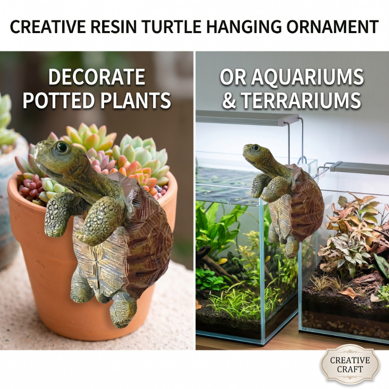 Aquarium Plant Original - Fishing Turtle Hanging Turtle Figurine for