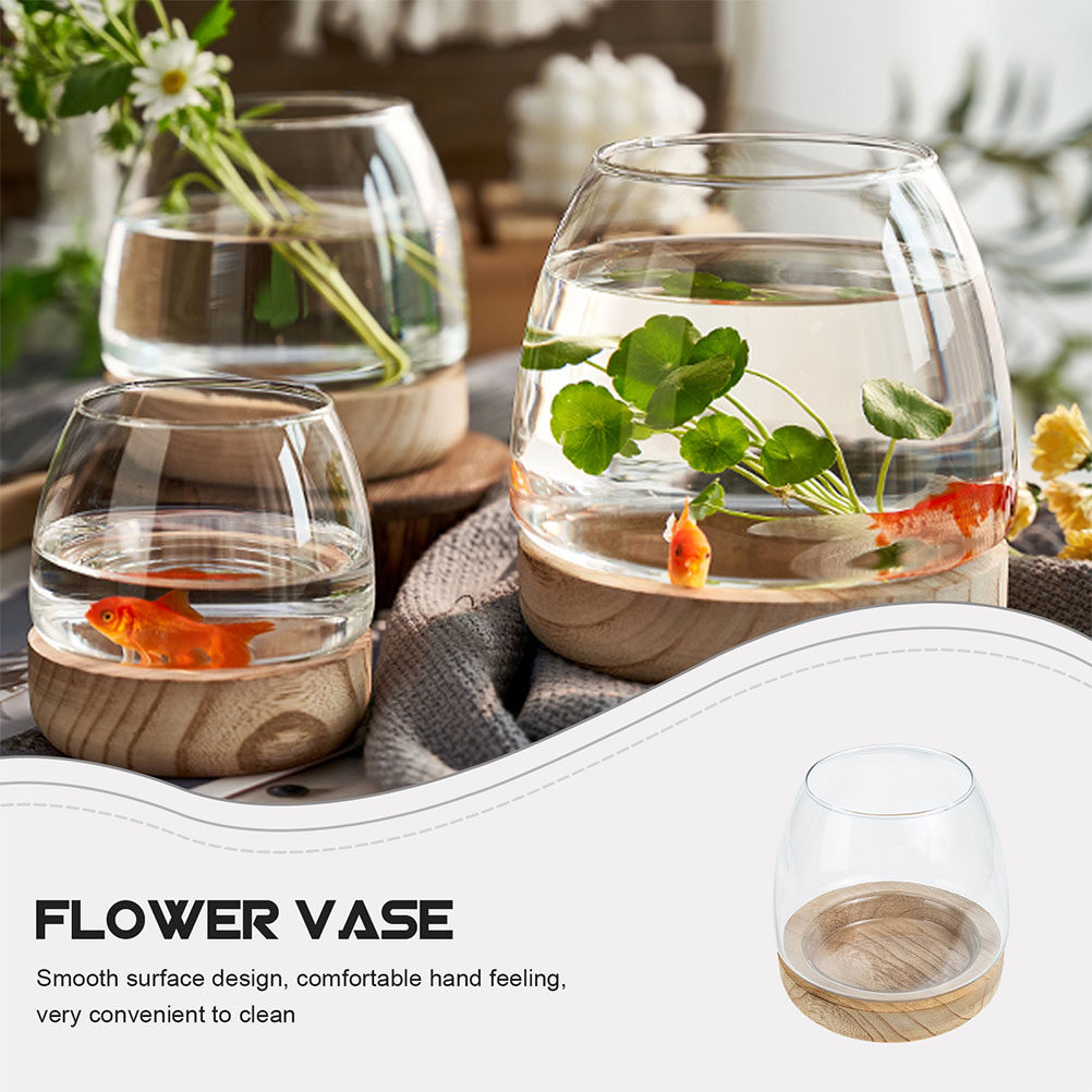 1Set Wooden Base Glass Hydropo - Aquarium Plant Original recensie en prijs
